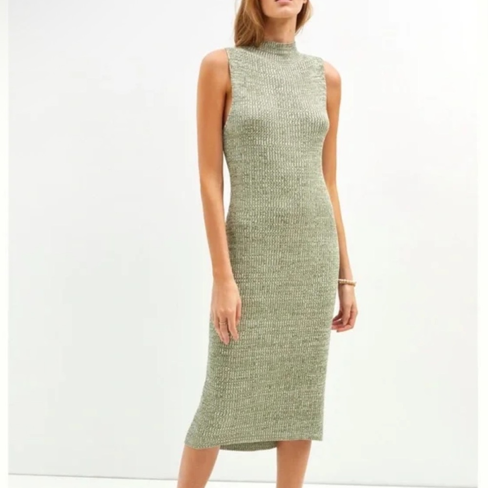 Anthropologie Daily Practice Green Ribbed Knit Bodycon Dress